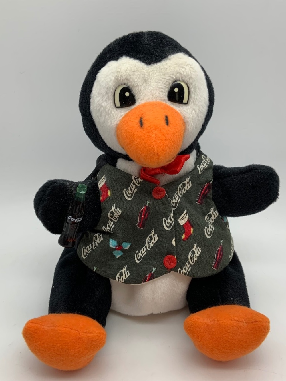 Vintage Coca-Cola Bottle Logo Print Outfit Penguin Small 6" Beanie Plush 1998